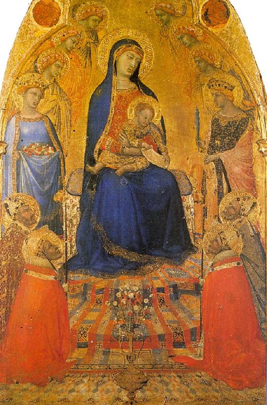 Ambrogio Lorenzetti Madonna and Child Enthroned with Angels and Saints Norge oil painting art